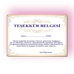 Veli Teşekkür Belgesi | Öğrenci Başarısına Katkı İçin Anlamlı Belge
