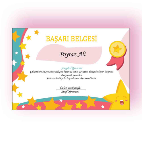 Yıldız Temalı Başarı Belgesi | Öğrenci Ödül Belgesi Yıldız Temalı Başarı Belgesi | Öğrenci Ödül Belgesi