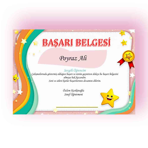 Yıldız Temalı Başarı Belgesi | Öğrenci Ödül Belgesi Yıldız Temalı Başarı Belgesi | Öğrenci Ödül Belgesi