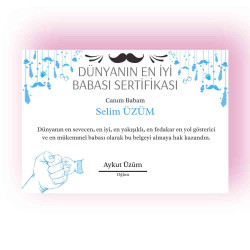 Babalar Günü Sertifikası | Özel Tasarım Baba Takdir Belgesi