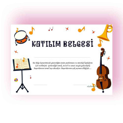 Müzik Konseri Katılım Belgesi - Çocuklar İçin Enstrüman Başarı Sertifikası