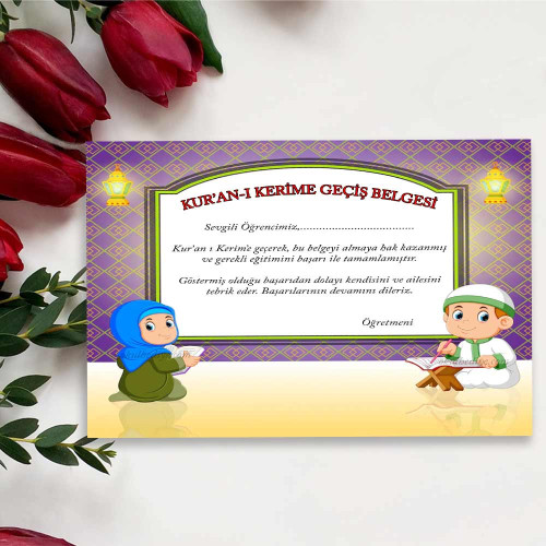 Artık Kur'an-ı Kerim Okuyorum Belgesi