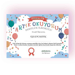 Artık Okuyorum Belgesi - Balonlu Özel Tasarım (Kişiye Özel İsimli) Artık Okuyorum Belgesi - Balonlu Özel Tasarım (Kişiye Özel İsimli)