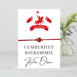 29 Ekim Cumhuriyet Bayramı Bileklikli Kart | Ay Yıldızlı İpli Hediye Bilekliği