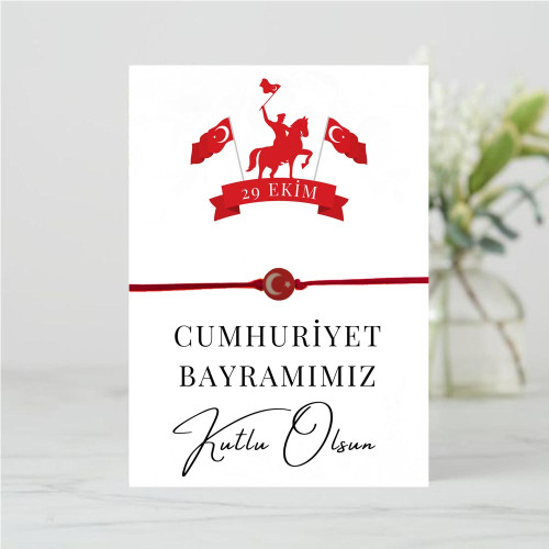 29 Ekim Cumhuriyet Bayramı Bileklikli Kart | Ay Yıldızlı İpli Hediye Bilekliği 29 Ekim Cumhuriyet Bayramı Bileklikli Kart | Ay Yıldızlı İpli Hediye Bilekliği