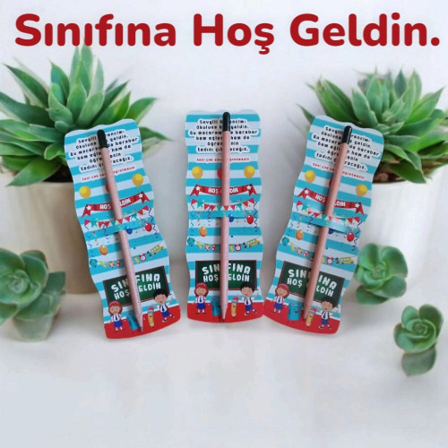 Kişiye Özel Tohumlu Kalemli Sınıfına Hoş Geldin Kartı Kişiye Özel Tohumlu Kalemli Sınıfına Hoş Geldin Kartı