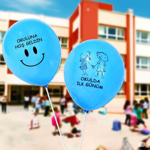 Okulda İlk Gün Balonu | Hoş Geldin Balonu | Mavi -Pembe