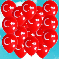 Türk Bayrak Baskılı Balon | Kırmızı Beyaz Dekoratif Balon