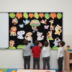 4 Ekim Hayvanları Koruma Günü Pano Süsleme Seti - Büyük Boyutlu Hayvan Figürlü Sınıf Panosu Dekorasyon Kiti