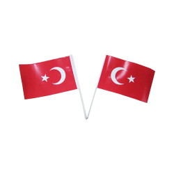 Çubuklu Türk Bayrağı | Küçük Ebat Plastik Çubuklu Bayrak 10 Adet