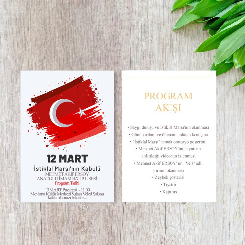 İstiklal Marşının Kabulü Davetiyesi | 12 Mart Etkinliği İstiklal Marşının Kabulü Davetiyesi | 12 Mart Etkinliği