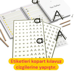 Harf ve Rakam Sticker Seti - Yazı Defteri İçin Kendinden Yapışkanlı Model Harf ve Rakam Etiketleri