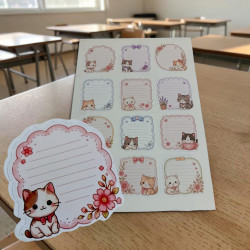 Kedi Figürlü Yapışkanlı Not Etiketi Seti - Çizgili Yazı Alanlı Memo Sticker Not Kağıtları (12 Tasarım) Kedi Figürlü Yapışkanlı Not Etiketi Seti - Çizgili Yazı Alanlı Memo Sticker Not Kağıtları (12 Tasarım)