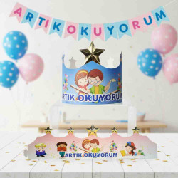 Artık Okuyorum Tacı | Okuma Bayramı İçin Renkli ve Motive Edici Aksesuar