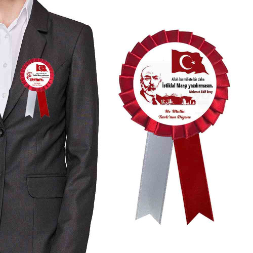 12 Mart İstiklal Marşı Kabulü ve Mehmet Akif Anma Günü Saten Kokart 12 Mart İstiklal Marşı Kabulü ve Mehmet Akif Anma Günü Saten Kokart