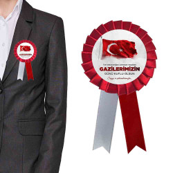 Gaziler Günü Kokartı | Anlamlı Mesajlı ve Türk Bayraklı Tören Rozeti