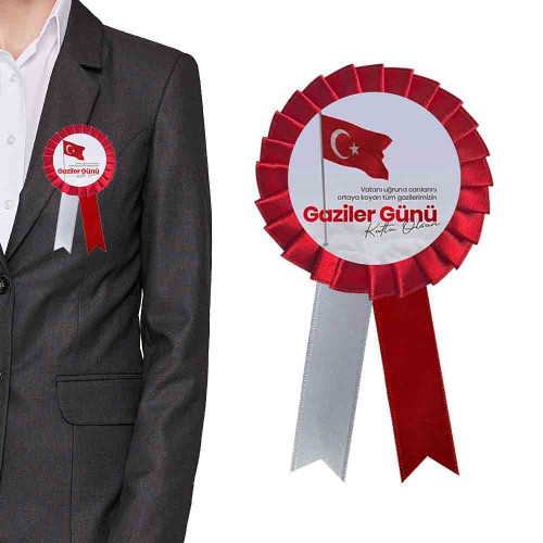Gaziler Günü Kokartı | Türk Bayraklı Anma Töreni Yaka Rozeti