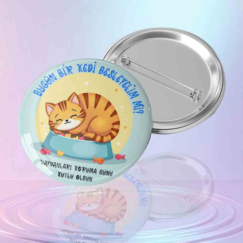 Kişiye Özel Hayvanları Koruma Günü Rozeti - Kedi Tasarımı Kişiye Özel Hayvanları Koruma Günü Rozeti - Kedi Tasarımı