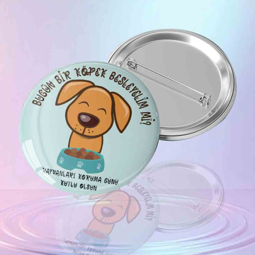 Kişiye Özel Hayvanları Koruma Günü Rozeti - Köpek Tasarımı Kişiye Özel Hayvanları Koruma Günü Rozeti - Köpek Tasarımı