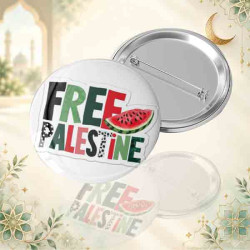 Free Palestine Karpuz Desenli İğneli Buton Rozet - Filistin Dayanışma Rozeti