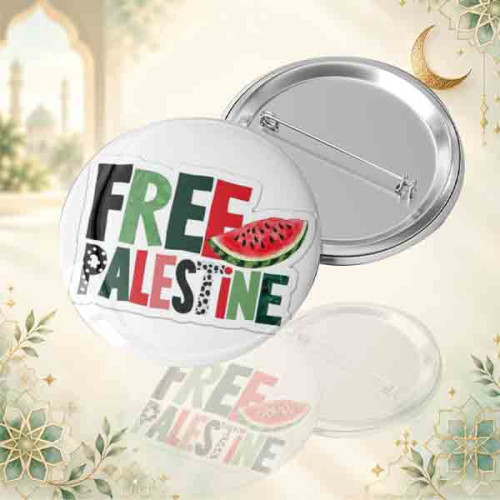 Free Palestine Karpuz Desenli İğneli Buton Rozet - Filistin Dayanışma Rozeti