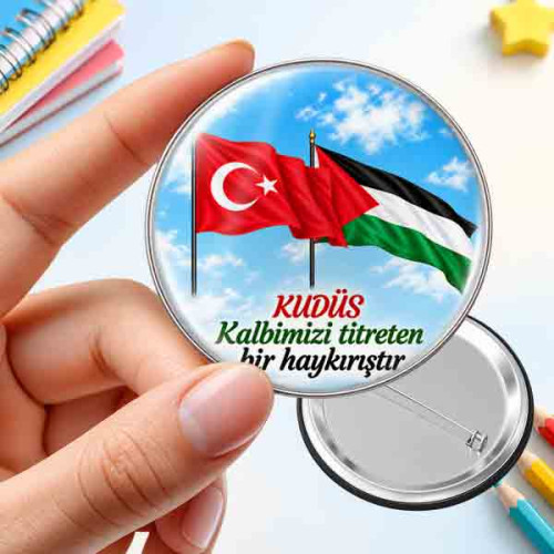 Kudüs Dayanışma Rozeti - Türk ve Filistin Bayraklı İnsani Duyarlılık Buton Rozet Kudüs Dayanışma Rozeti - Türk ve Filistin Bayraklı İnsani Duyarlılık Buton Rozet