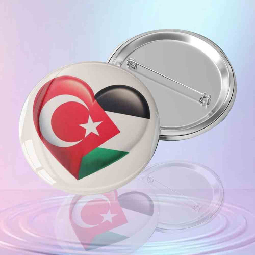 Türkiye Filistin Bayraklı Kalp Rozet | Destek Rozeti Türkiye Filistin Bayraklı Kalp Rozet | Destek Rozeti