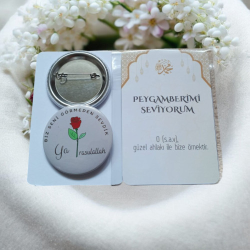 Biz Seni Görmeden Sevdik Ya Rasulallah Rozeti ve Teşvik Kartı Seti