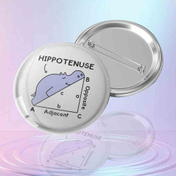 "Hippotenuse" Esprili Matematik Rozeti - Hipopotam Tasarımlı Geometri Hediyesi