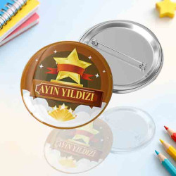 Ayın Yıldızı Rozeti - Öğrenci Ödül ve Başarı İğneli Buton Rozet