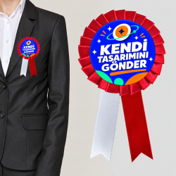 Kişiye Özel Saten Kokart Yaptırma - Kendi Tasarımını Gönder Kurdeleli Tören Kokartı