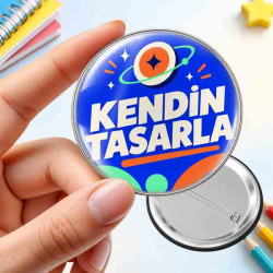 Fotoğraf Baskılı Kişiye Özel Buton Rozet - Kendin Tasarla Uzay Desenli İğneli Metal Rozet